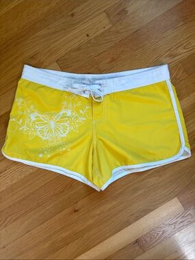 Y2K The Realm Yellow Butterfly Swim Shorts